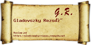 Gladovszky Rezső névjegykártya